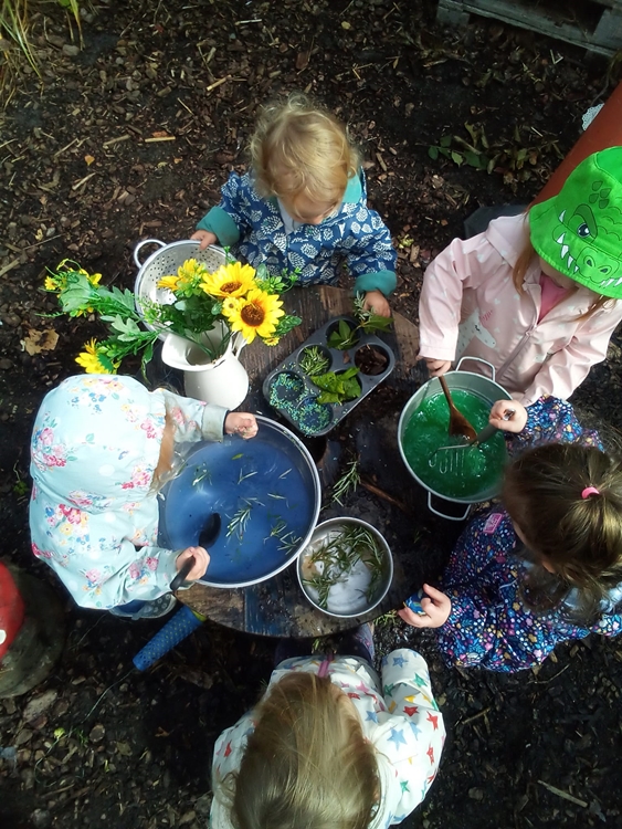 Cooking outside in forest school Cooking outside in forest school